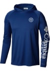 Main image for Columbia New York City FC Mens Navy Blue Heat Seal Terminal Tackle Long Sleeve Hoodie