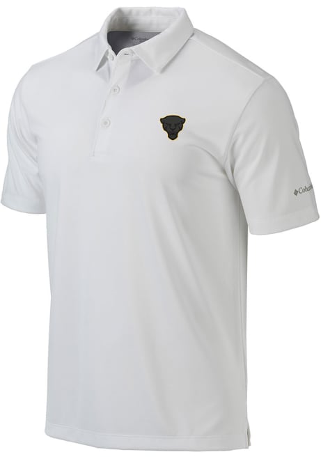 Mens Pitt Panthers White Columbia Drive Short Sleeve Polo Shirt