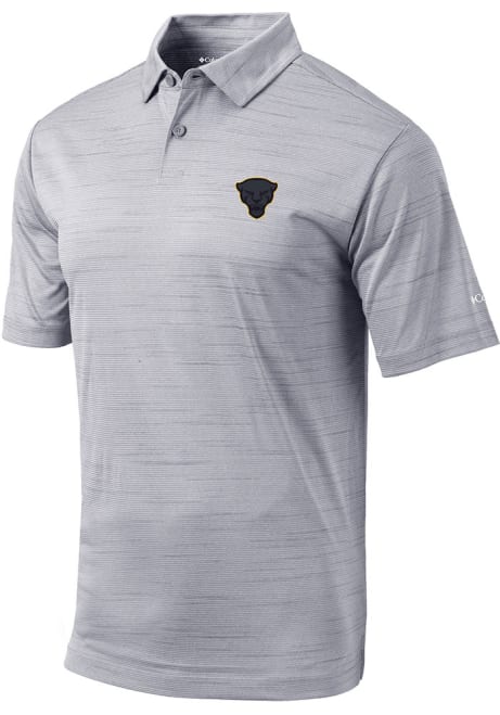 Mens Pitt Panthers Grey Columbia Set Short Sleeve Polo Shirt