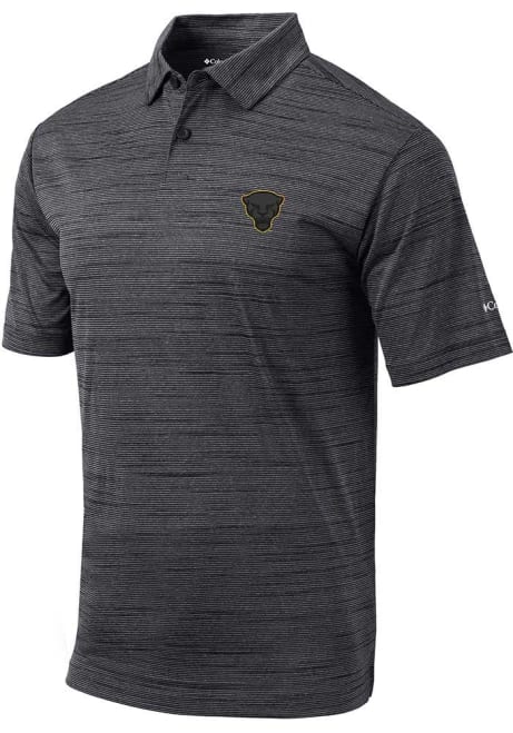 Mens Pitt Panthers Black Columbia Set Short Sleeve Polo Shirt