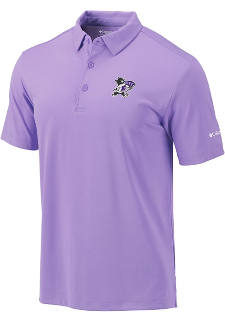 Mens K-State Wildcats Lavender Columbia Drive Logo Short Sleeve Polo Shirt
