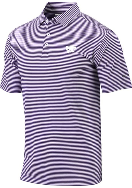 Mens K-State Wildcats Purple Columbia Heat Seal Omni Wick Club Invite Short Sleeve Polo Shirt