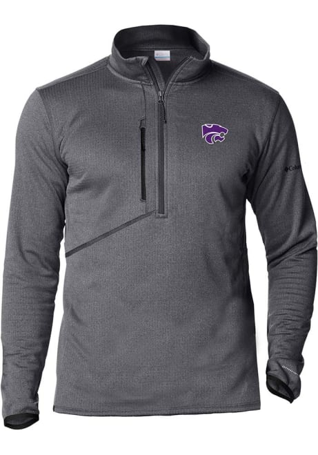 Mens K-State Wildcats Grey Columbia Park View Qtr Zip Pullover