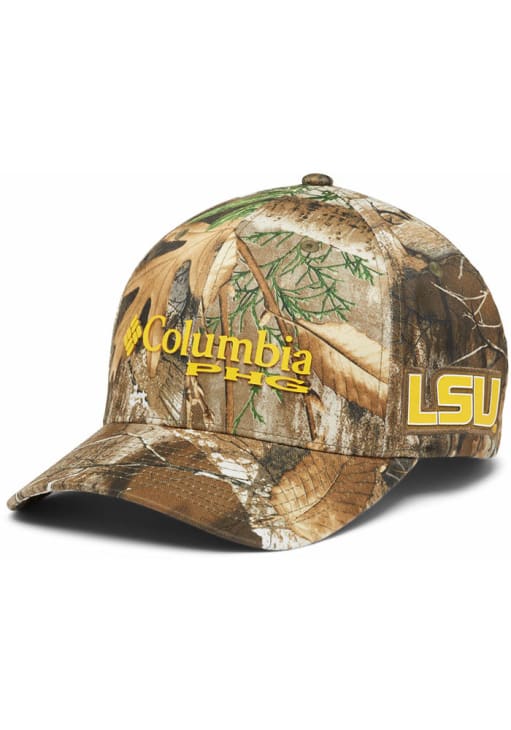 LSU Tigers PHG Camo Ballcap Brown Columbia Flex Hat