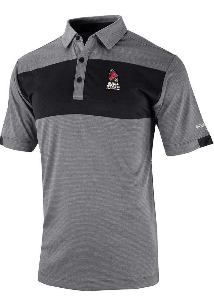 Outdoor Custom Sportswear Columbia Ball State Cardinals Black Total Control Short Sleeve Polo Black 100 POLYESTER Size L Rally House