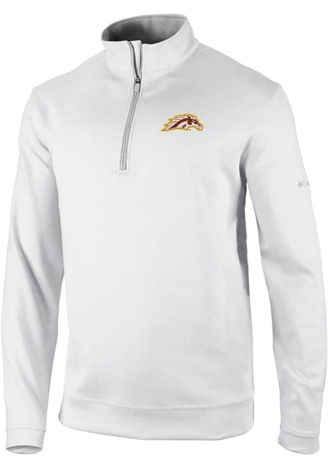 Mens Western Michigan Broncos White Columbia Wickham Hills Qtr Zip Pullover