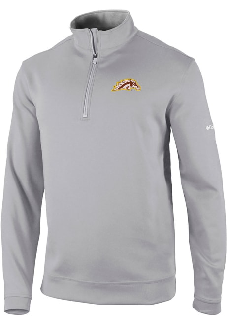 Mens Western Michigan Broncos Grey Columbia Wickham Hills Qtr Zip Pullover