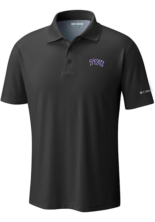 Columbia TCU Horned Frogs Mens Black Drag Short Sleeve Polo