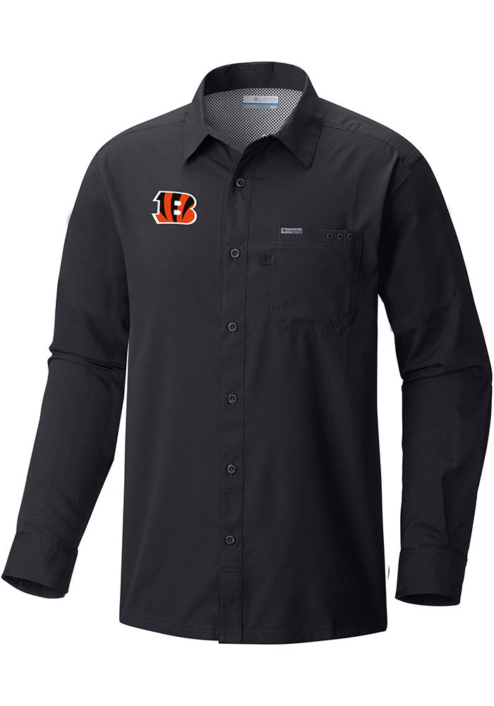 Columbia Cincinnati Bengals Mens Black Heat Seal Slack Tide Long Sleeve Dress Shirt