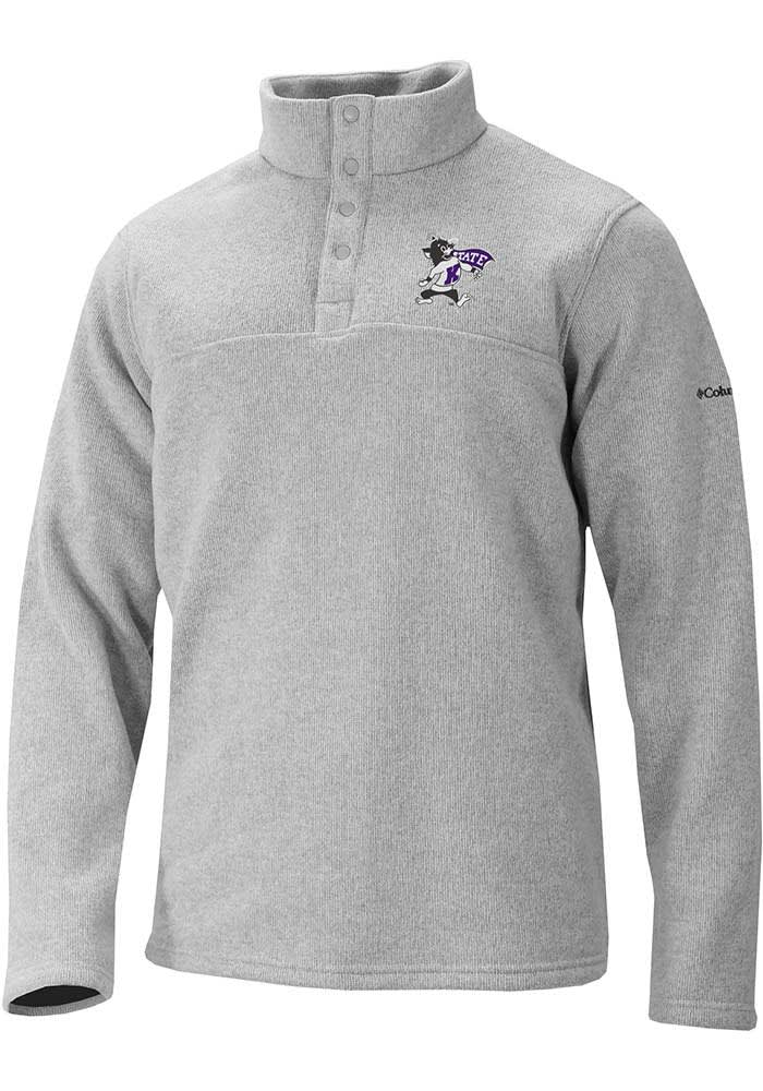 Columbia Mens GREY K-State Wildcats Alto Pass Long Sleeve Qtr Zip
