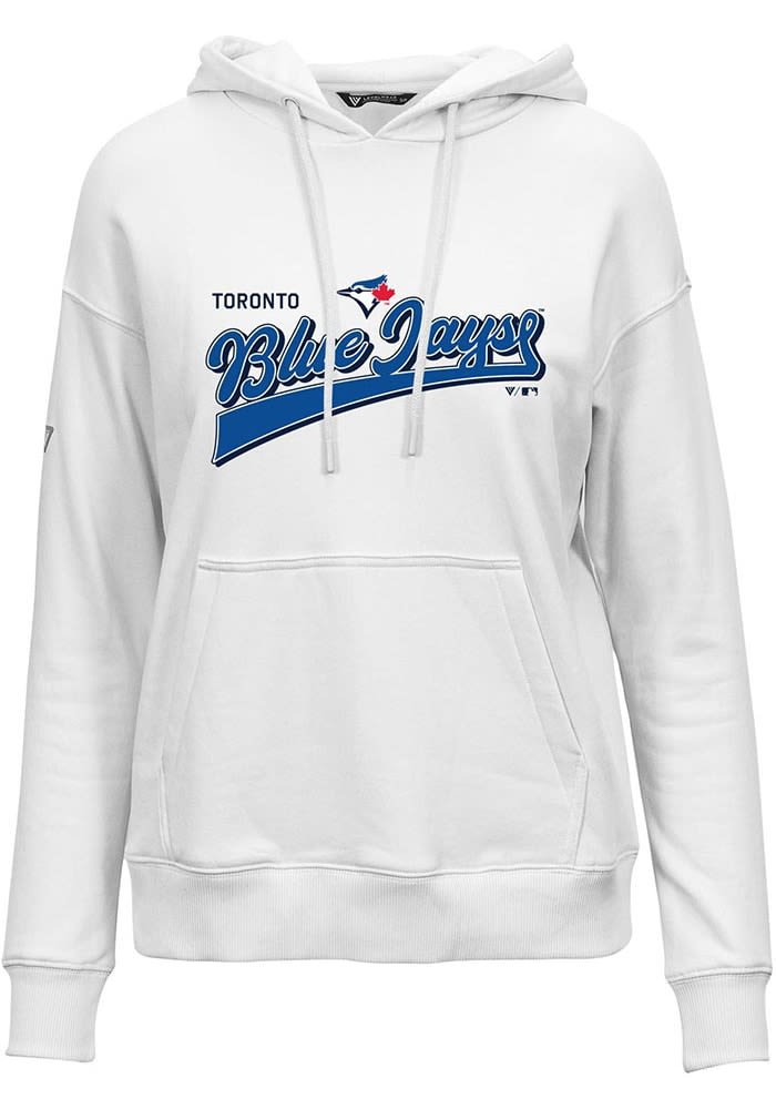 Women s Levelwear White Toronto Blue Jays Adorn Retro Rafter Pullover Hoodie Size Large