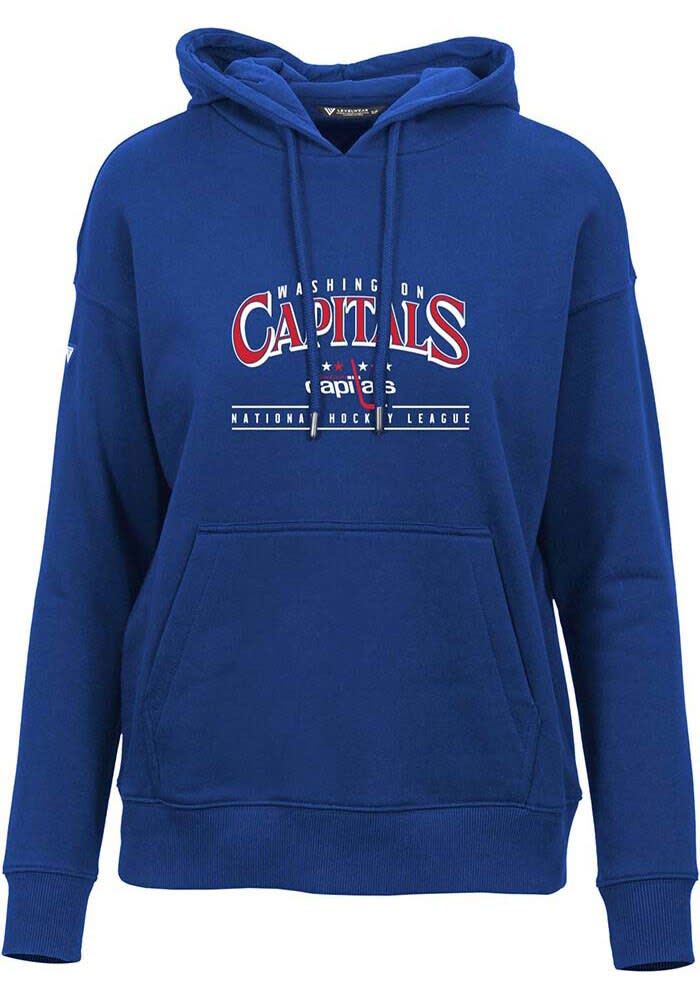 Levelwear Washington Capitals Womens Blue Adorn Vintage Spellout Hooded Sweatshirt