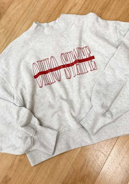 Ohio State Buckeyes Womens Ash Hailey Crew Sweatshirt