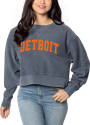 Detroit Womens Boxy Pullover Crew Sweatshirt - Navy Blue