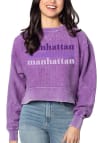 Main image for Manhattan Womens Purple Corded Boxy Pullover Crew Sweatshirt