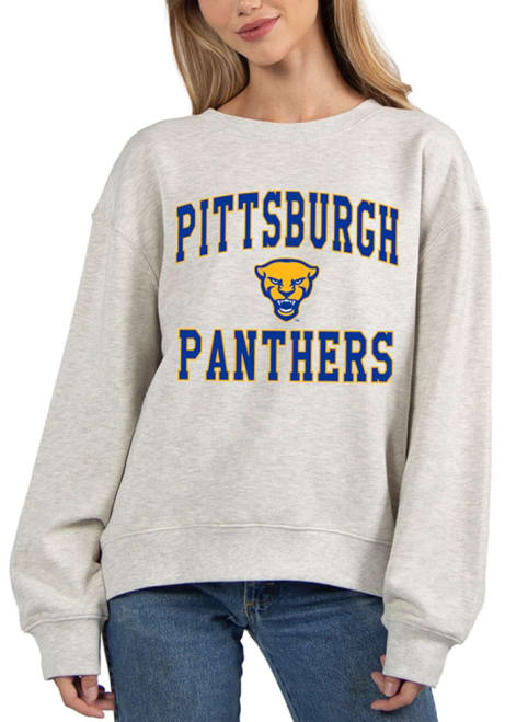 Womens Ash Pitt Panthers Old School Crew Sweatshirt