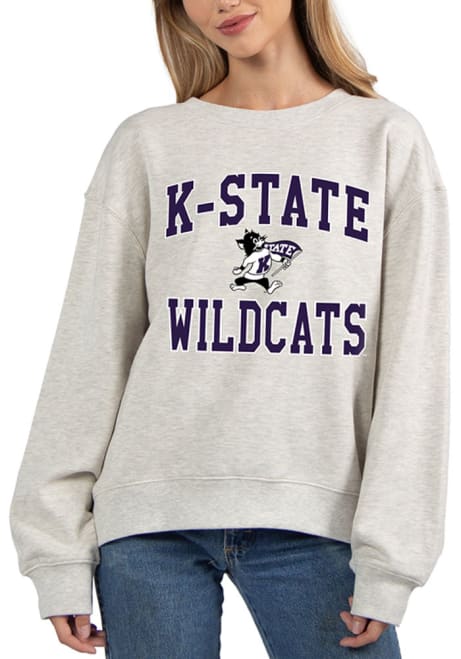 Womens Grey K-State Wildcats Old School Crew Sweatshirt