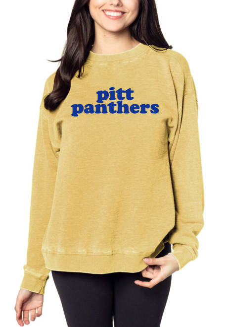 Womens Gold Pitt Panthers Campus Crew Sweatshirt