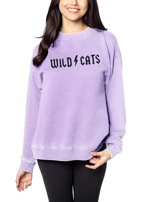 Womens Lavender K-State Wildcats Minimal Bar Crew Sweatshirt