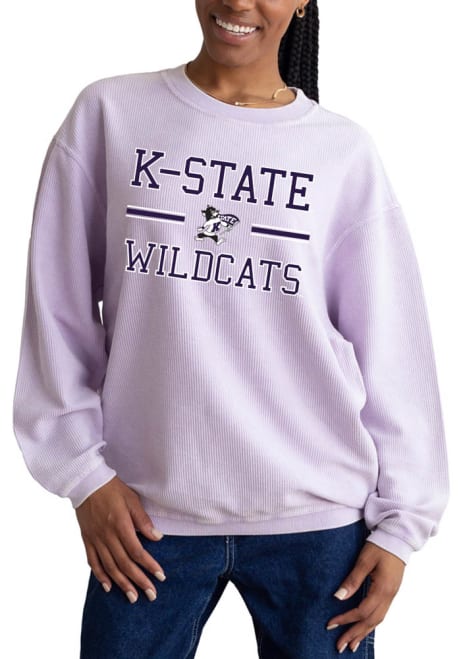 Womens Lavender K-State Wildcats Corded Willie Crew Sweatshirt