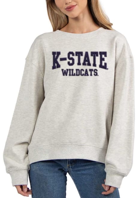 Womens Grey K-State Wildcats Chenille Old School Crew Sweatshirt