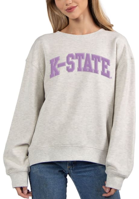 Womens Grey K-State Wildcats Old School Willie Crew Sweatshirt