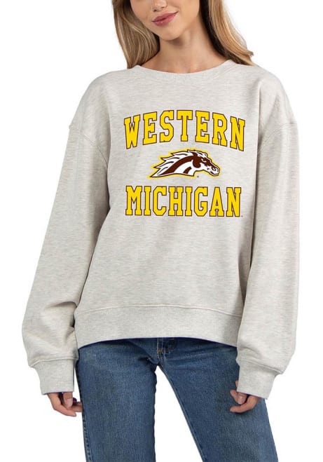 Womens Ash Western Michigan Broncos Old School Crew Sweatshirt