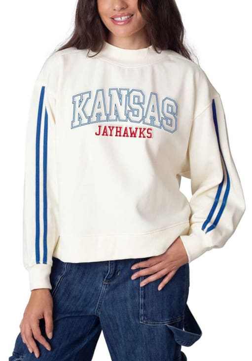 Kansas Jayhawks Womens White Varsity Crew Sweatshirt