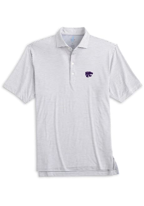 Mens K-State Wildcats Grey Johnnie O Seymour Striped Short Sleeve Polo Shirt