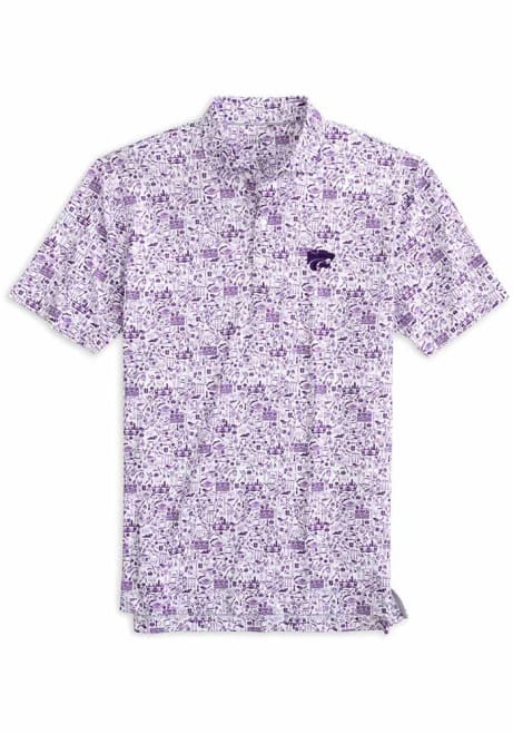 Mens K-State Wildcats Purple Johnnie O Tailgater 2.0 All Over Print Short Sleeve Polo Shirt