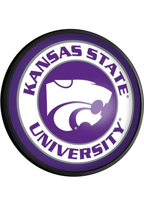 White K-State Wildcats Round Slimline Lighted Sign