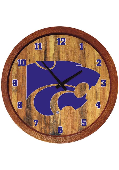 Purple K-State Wildcats Faux Barrel Top Wall Clock