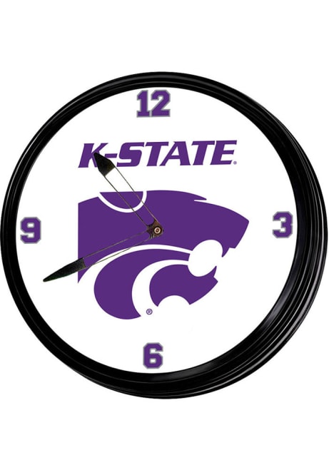 Purple K-State Wildcats Wordmark Retro Lighted Wall Clock