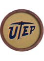 UTEP Miners Faux Barrel Framed Cork Board Sign