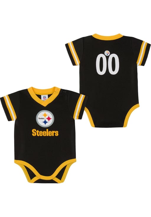 Pittsburgh Steelers Baby Black Dazzle Short Sleeve One Piece