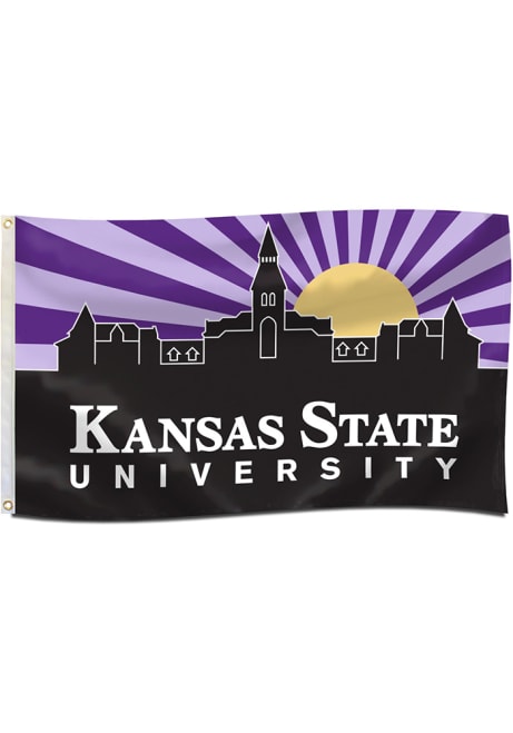 Purple K-State Wildcats Skyline Silk Screen Grommet Flag