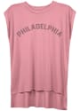 Philadelphia Womens Mauve Arched Rolled Cuff Short Sleeve T Shirt