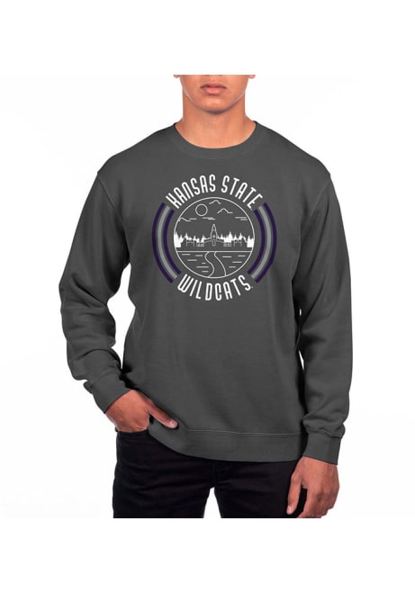 Mens K-State Wildcats Black Uscape Fleece Crew Sweatshirt