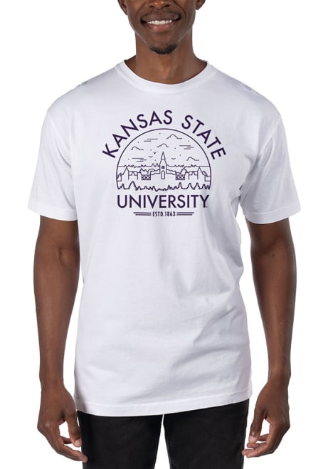K-State Wildcats White Uscape Garment Dyed Voyager Short Sleeve T Shirt