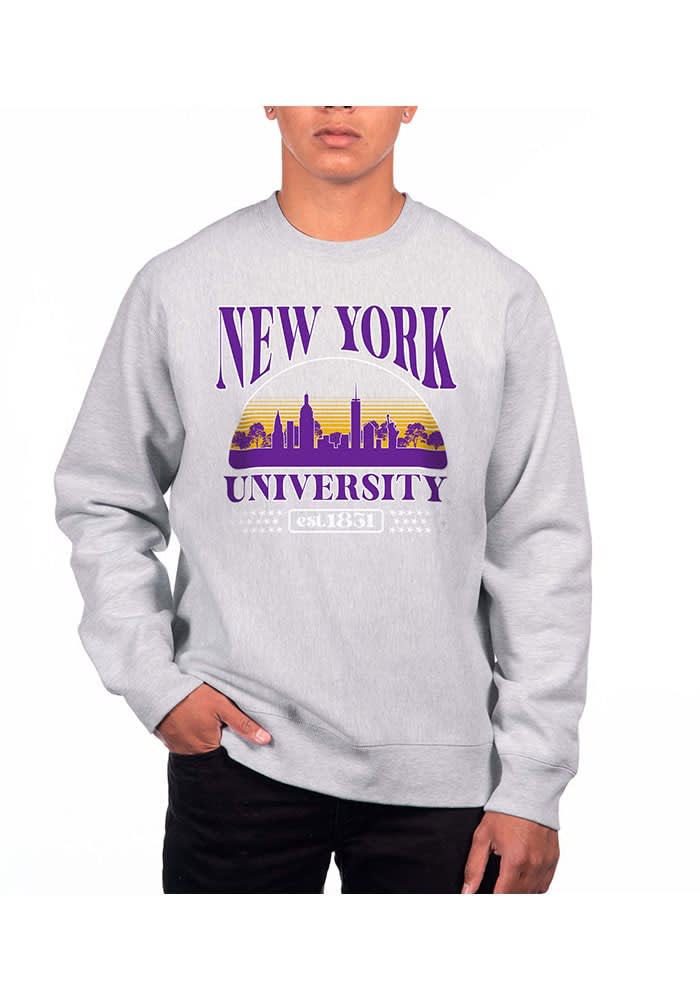 Men s Uscape Apparel Heather Gray NYU Violets Premium Heavyweight Pullover Sweatshirt Size Medium