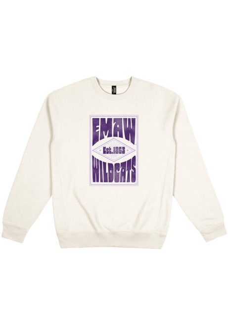 Mens K-State Wildcats White Uscape Heavyweight Poster Crew Sweatshirt