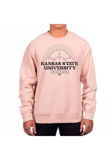 Mens K-State Wildcats Pink Uscape Heavyweight Crew Sweatshirt