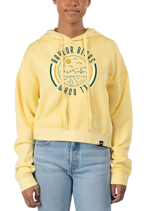 Uscape Baylor Bears Womens YELLOW Pigment Dyed Crop Hoodie 22422128