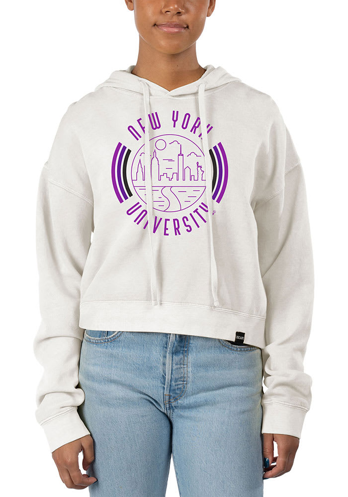 Uscape NYU Violets Womens Pigment Dyed Crop Hoodie IVORY