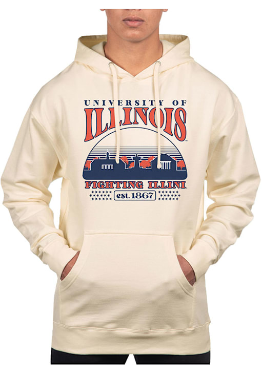 Uscape Mens BONE Illinois Fighting Illini Stars Pullover Hoodie