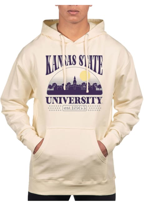 Mens K-State Wildcats White Uscape Stars Pullover Hooded Sweatshirt