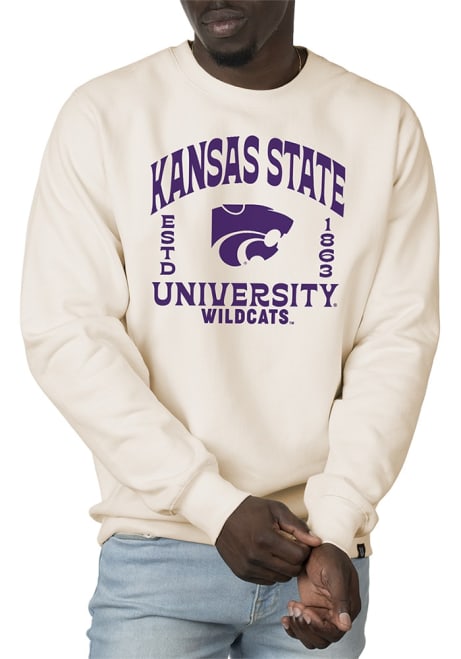 Mens K-State Wildcats White Uscape Premium Wilder Heavyweight Crew Sweatshirt