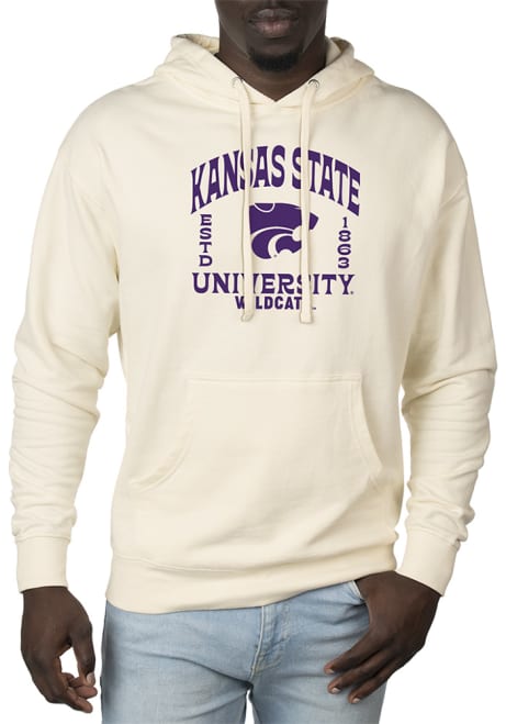 Mens K-State Wildcats White Uscape Wilder Pullover Hooded Sweatshirt