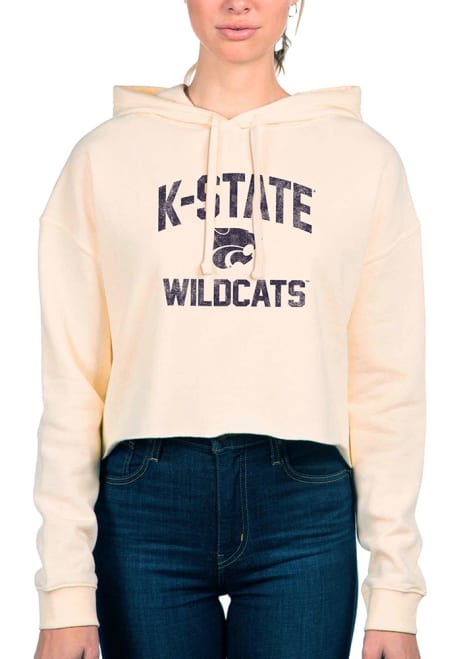 Womens K-State Wildcats White Uscape Crop Hooded Sweatshirt