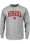 Main image for Mens Grey Nebraska Cornhuskers Arch Mascot Big and Tall Long Sleeve T-Shirt